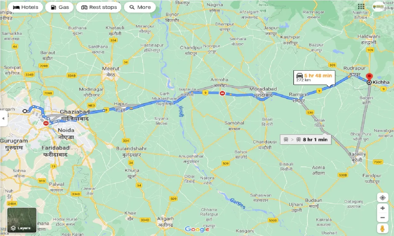 delhi-to-kichha-round-trip