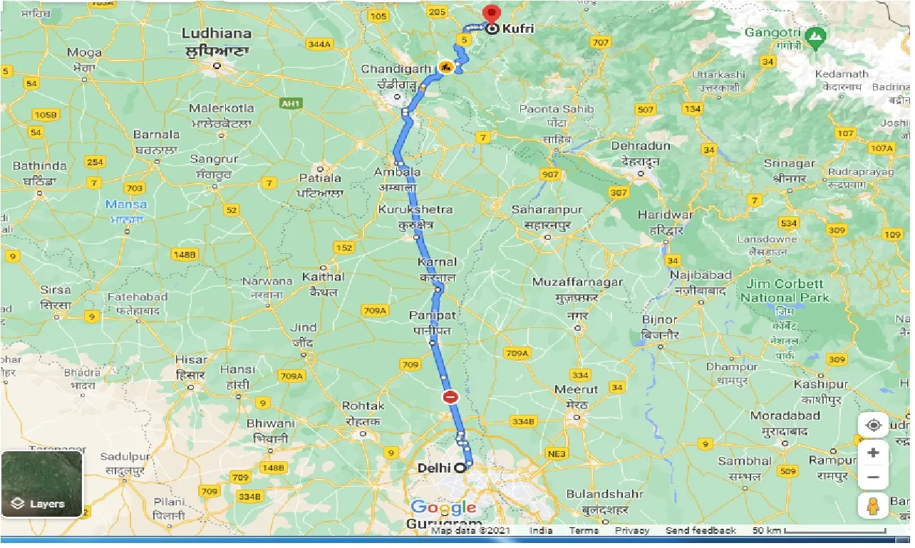 delhi-to-kufri-one-way