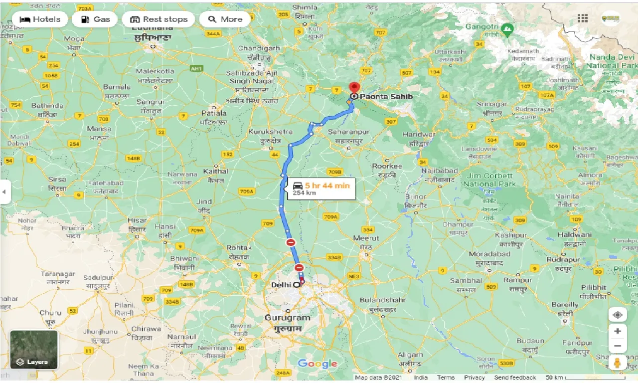 delhi-to-paonta-sahib-hp-one-way