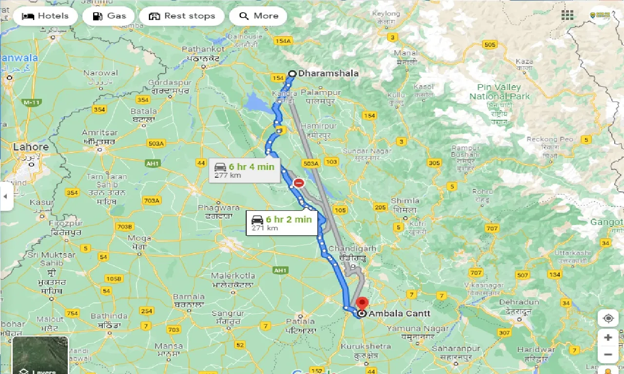 dharamshala-to-ambala-cantt-one-way