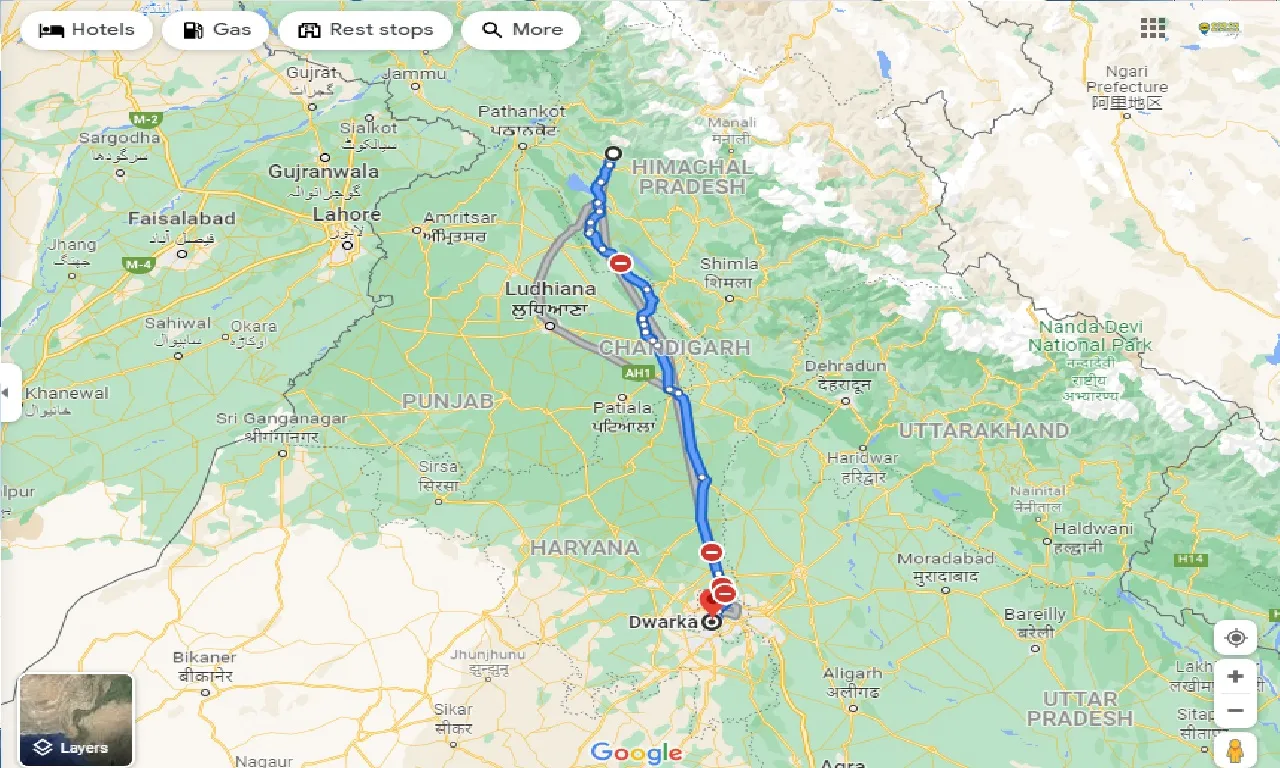 dharamshala-to-dwarka-delhi-one-way