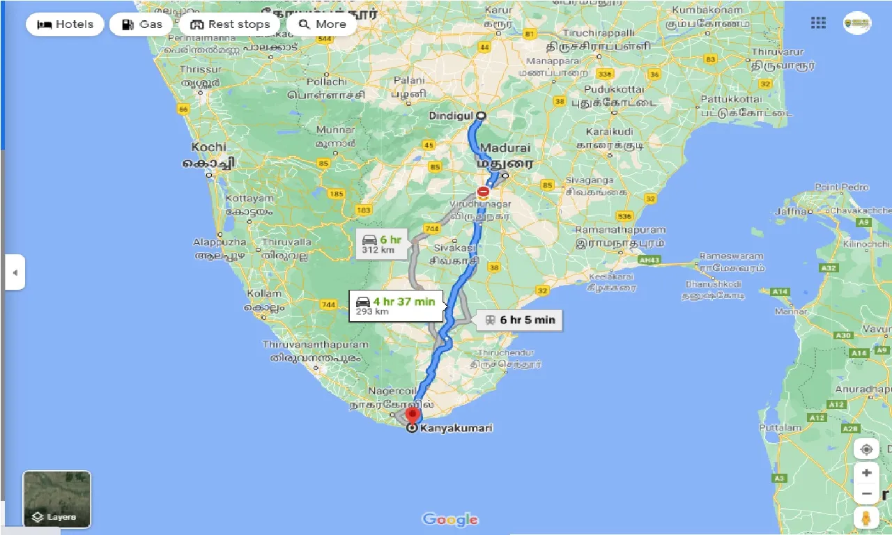 dindigul-to-kanyakumari-one-way