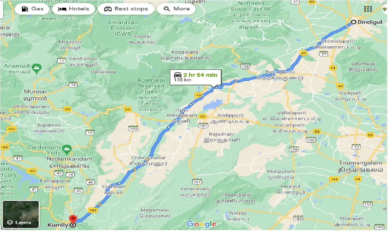 dindigul-to-kumily-taxi