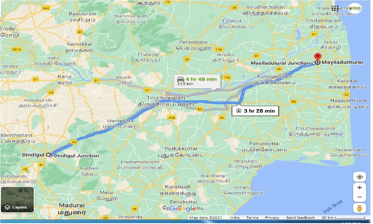 dindigul-to-mayiladuthurai-one-way
