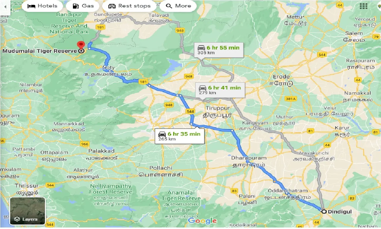 dindigul-to-mudumalai-tiger-reserve-one-way