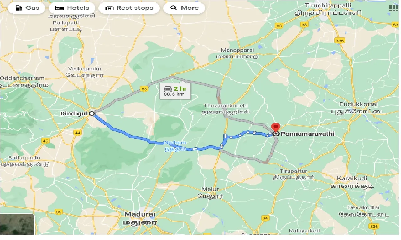 dindigul-to-ponnamaravathi-taxi