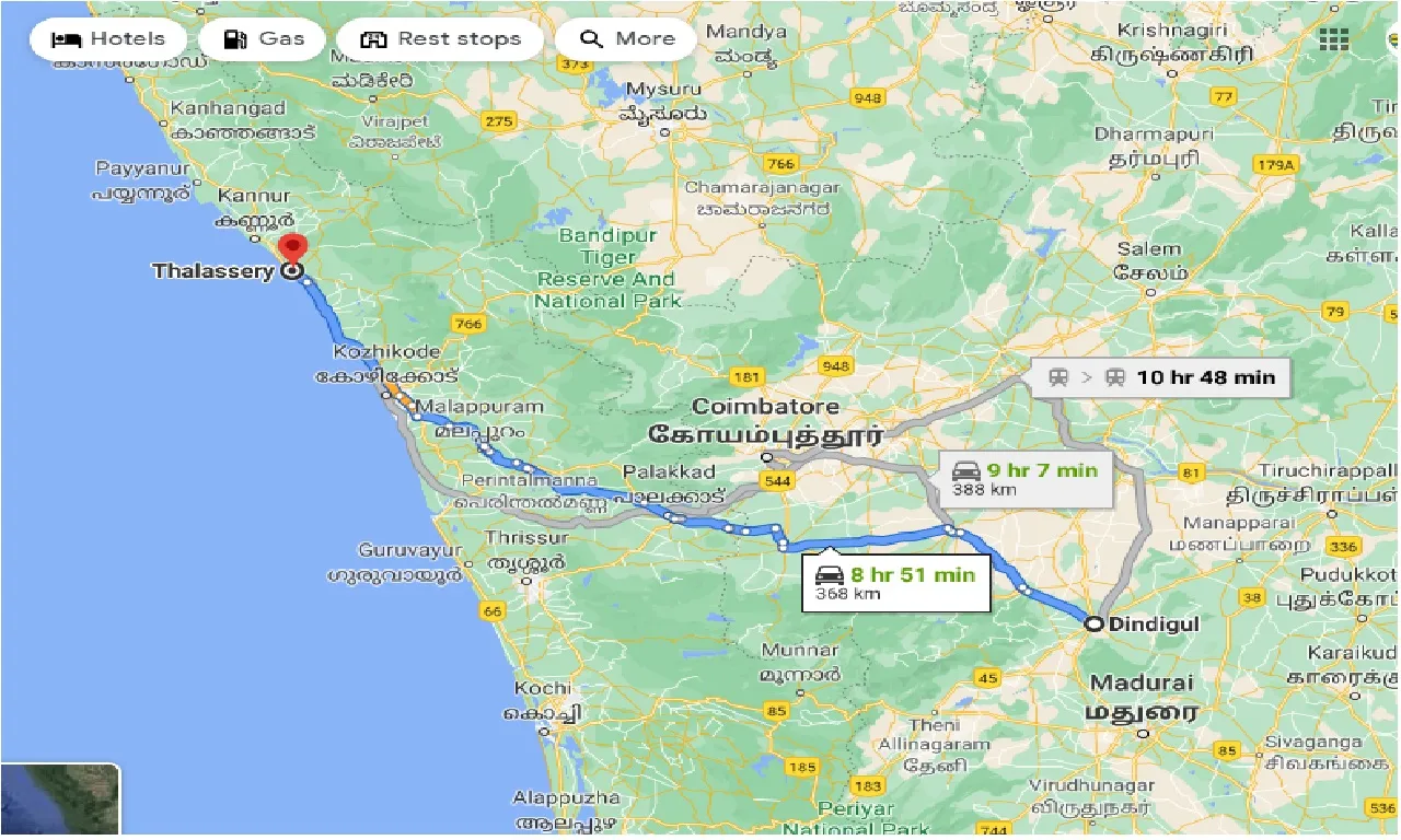 dindigul-to-thalassery-one-way
