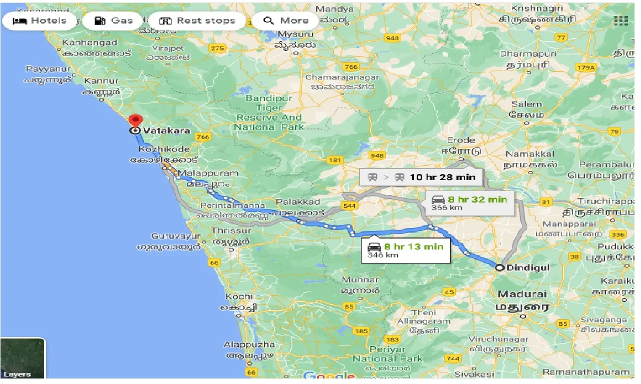 dindigul-to-vadakara-taxi