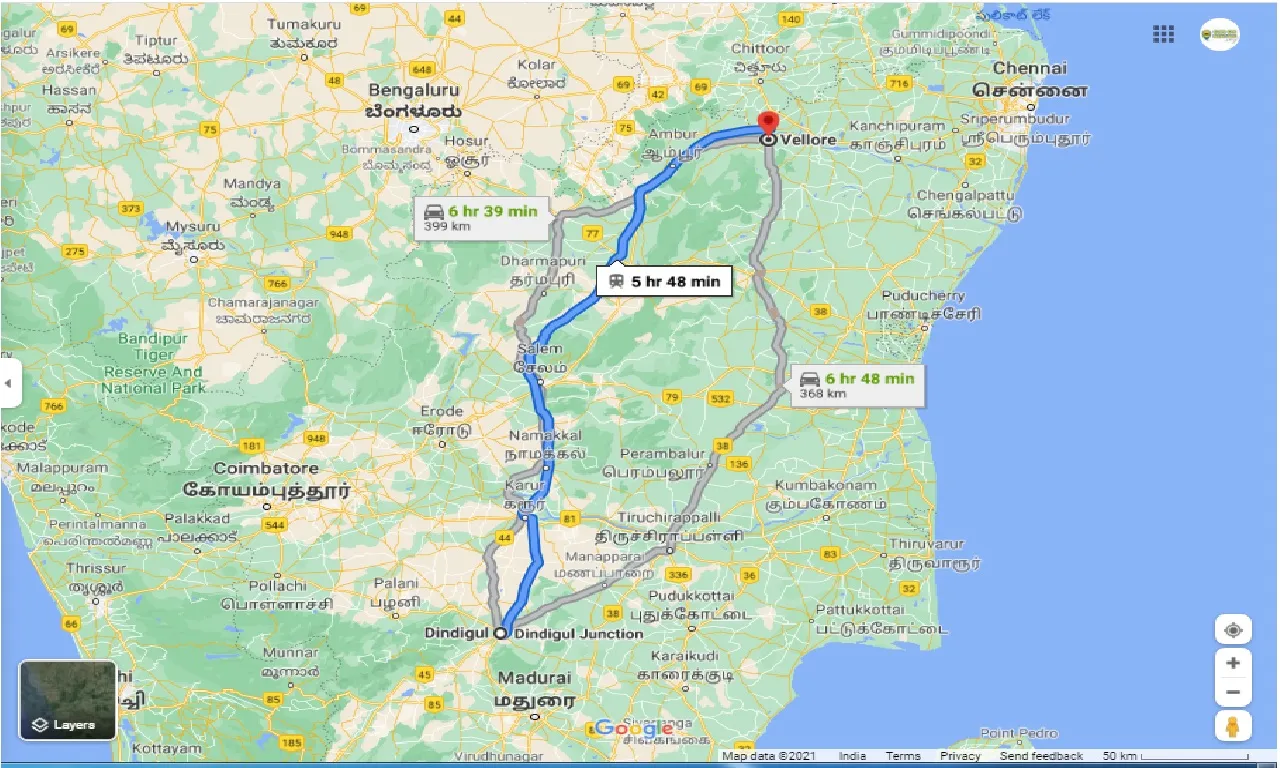 dindigul-to-vellore-one-way