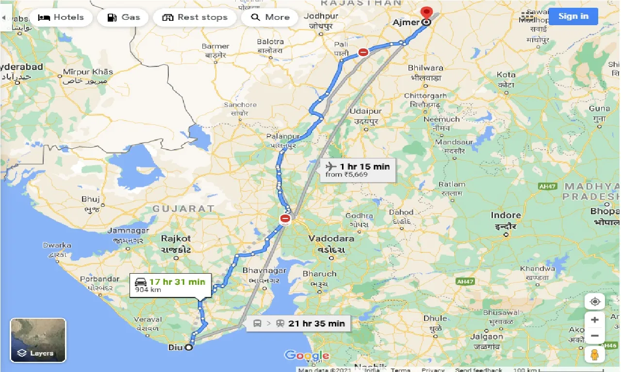 diu-to-ajmer-taxi