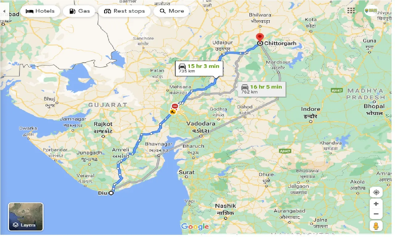 diu-to-chittorgarh-taxi