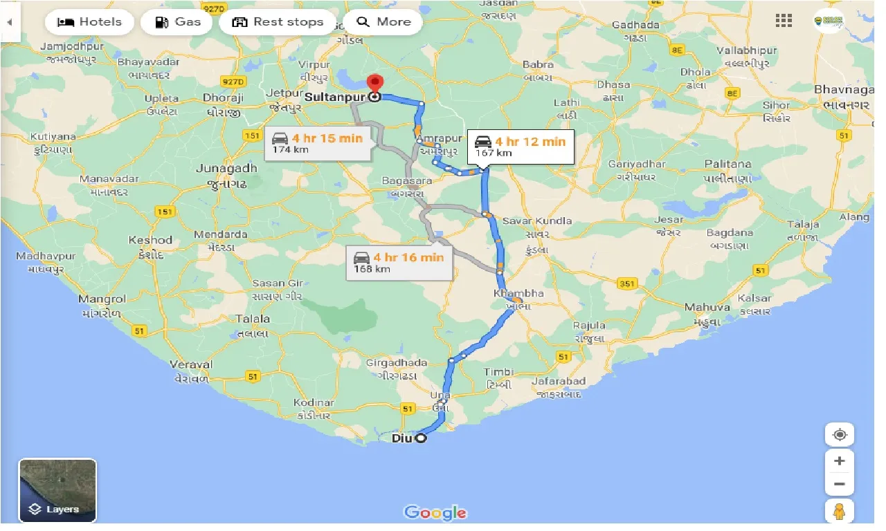 diu-to-sultanpur-taxi