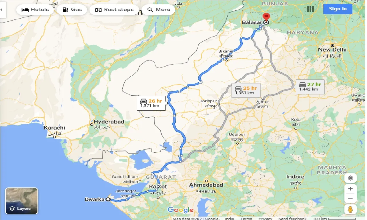 dwarka-to-balasar-one-way