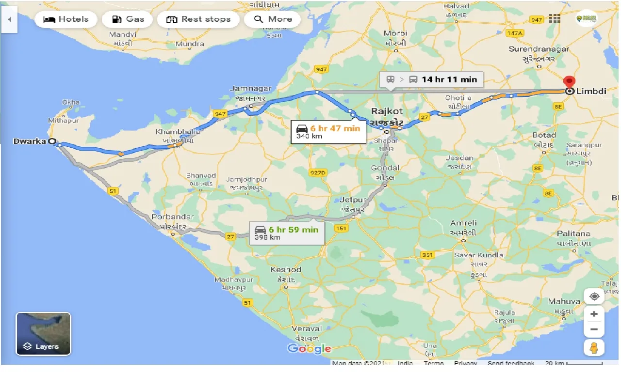 dwarka-to-limbdi-one-way