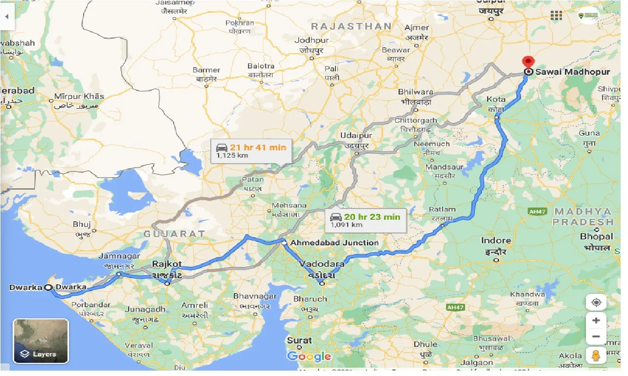 dwarka-to-sawai-madhopur-taxi