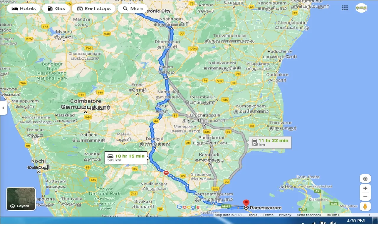 electronic-city-to-rameshwaram-one-way