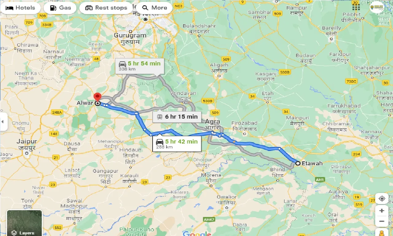 etawah-to-alwar-taxi