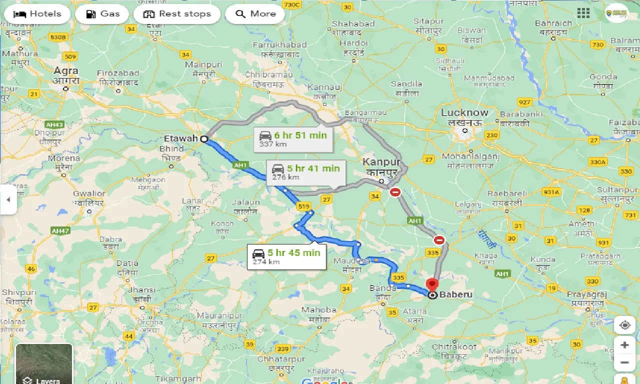 etawah-to-baberu-one-way