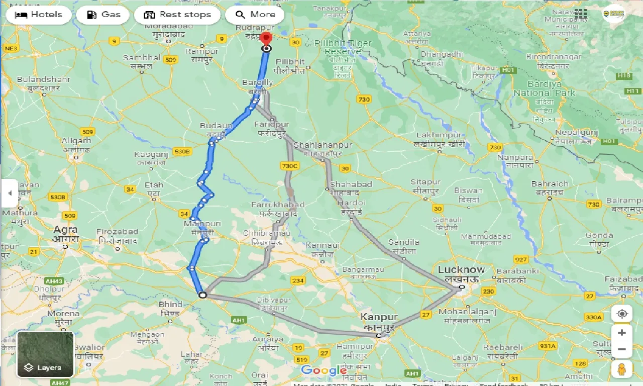 etawah-to-baheri-one-way