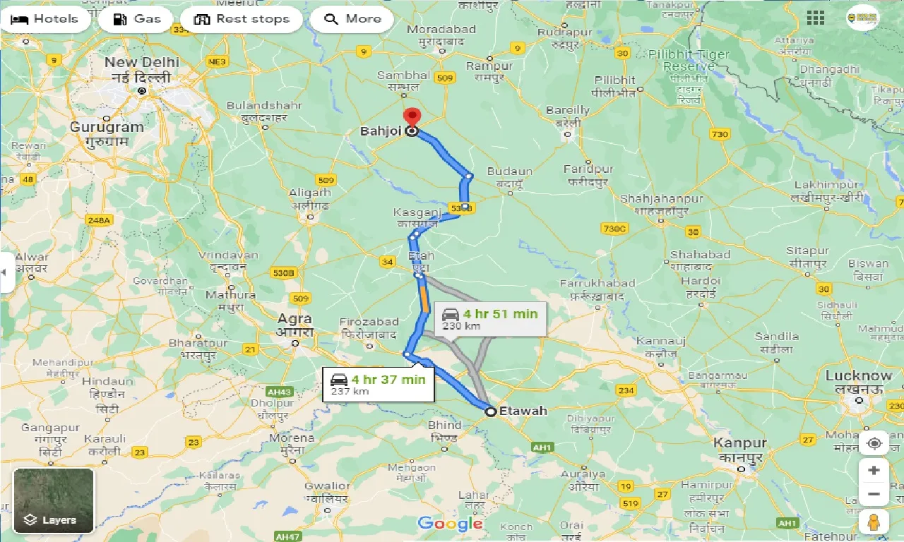 etawah-to-bahjoi-one-way