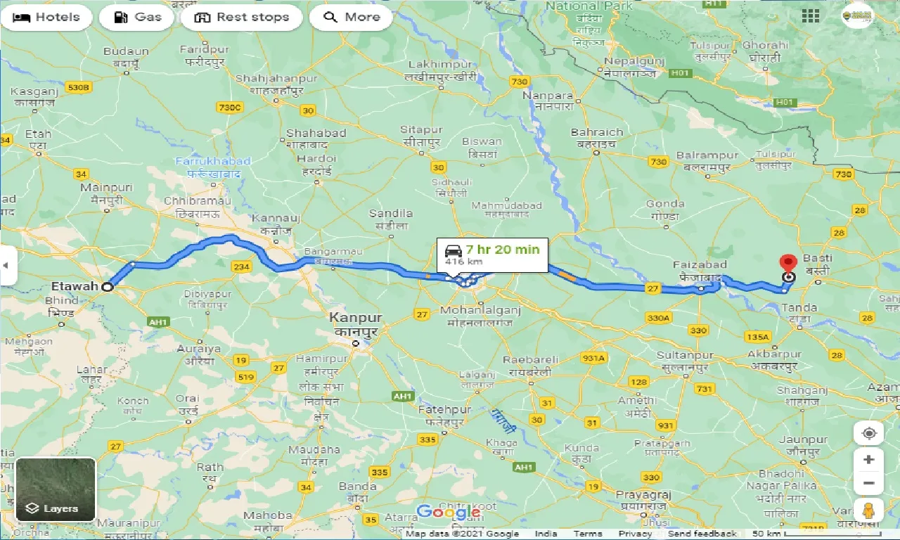 etawah-to-basti-taxi