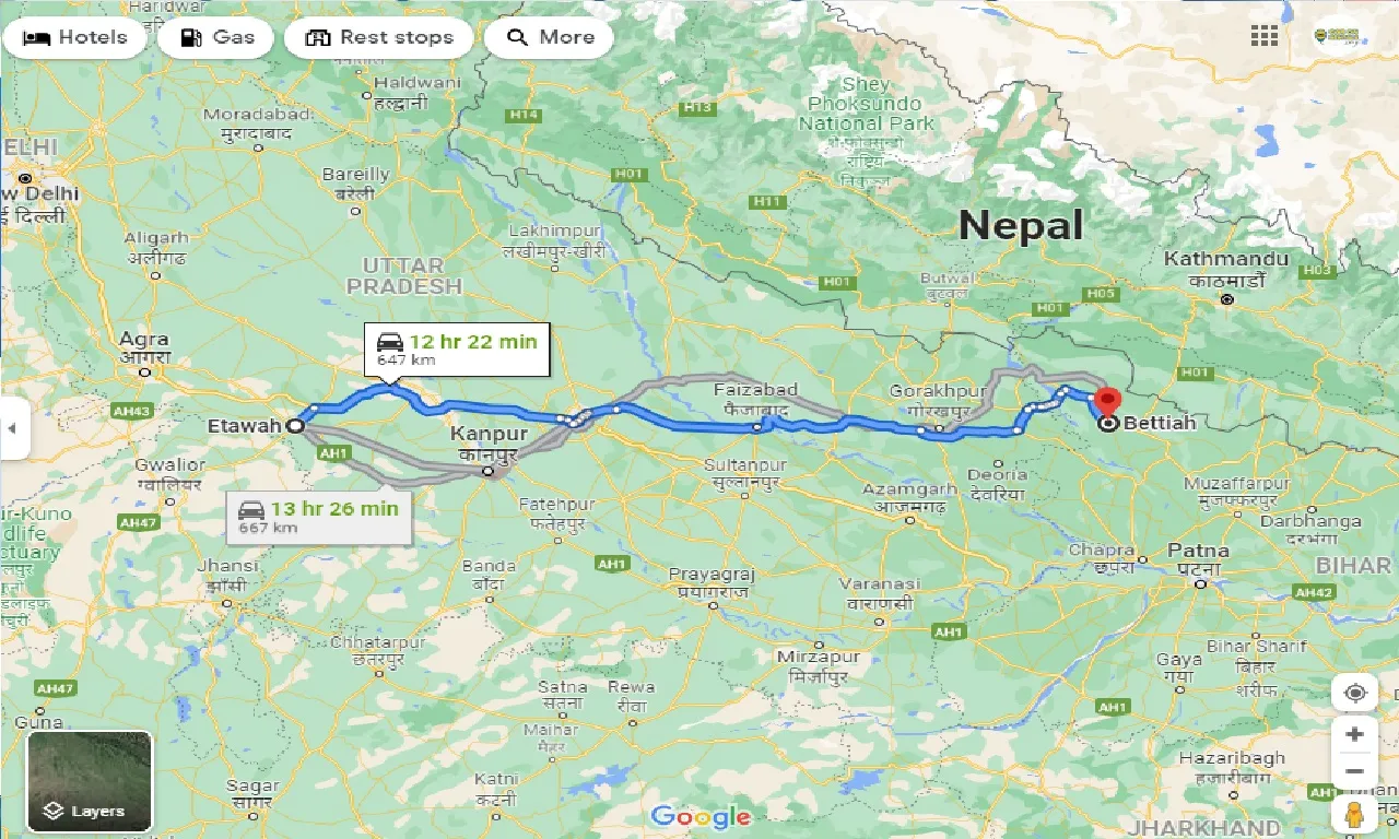 etawah-to-bettiah-taxi