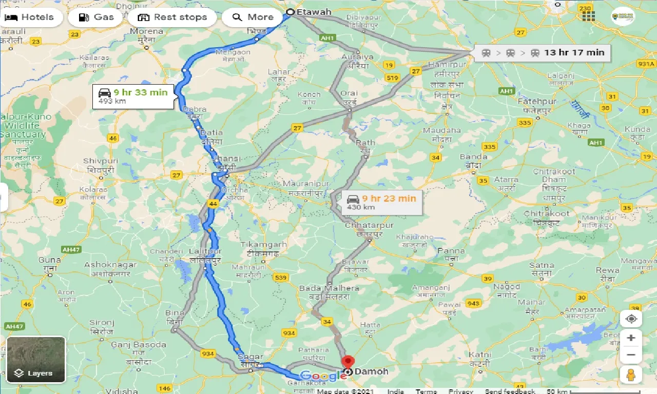 etawah-to-damoha-taxi