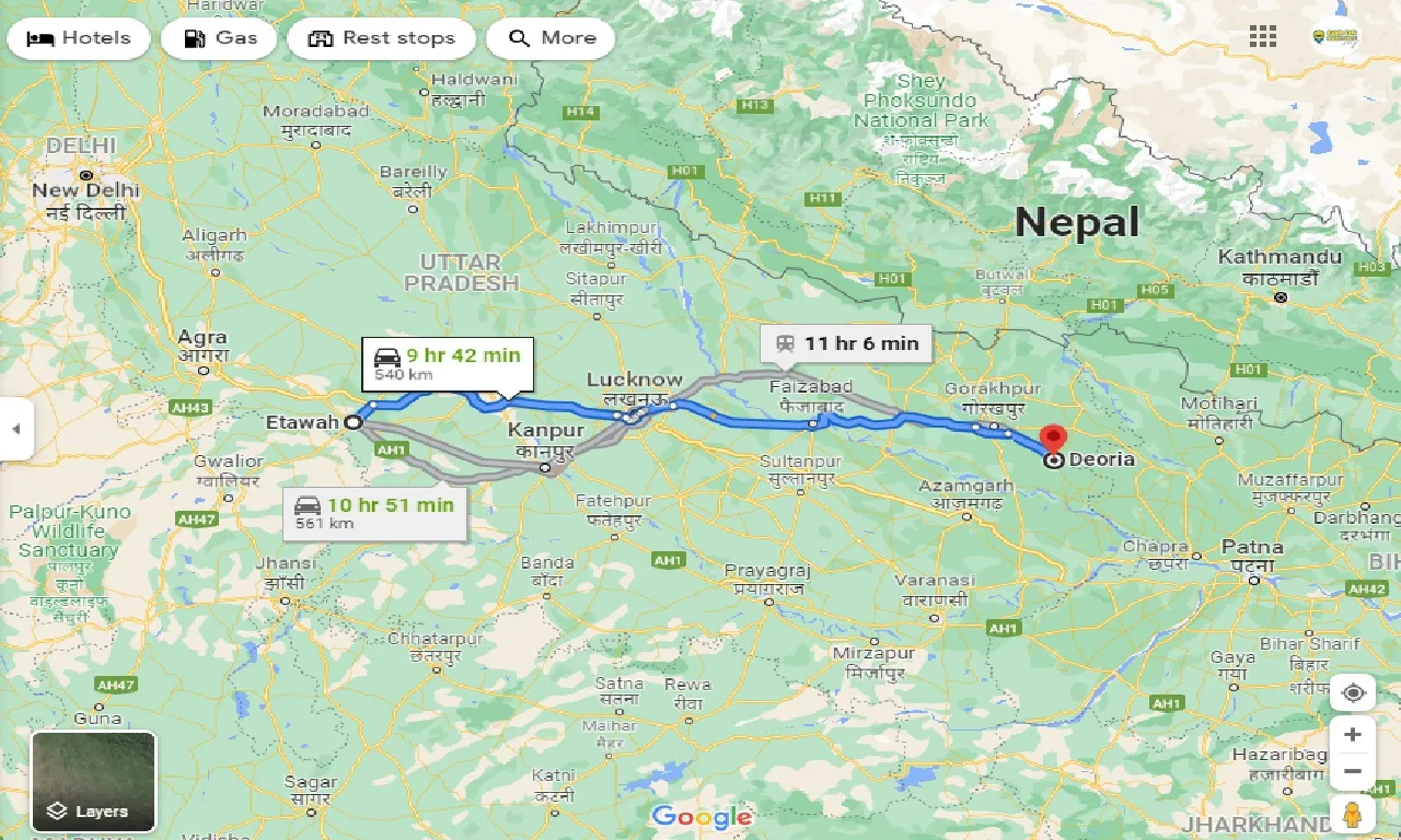 etawah-to-deoria-taxi