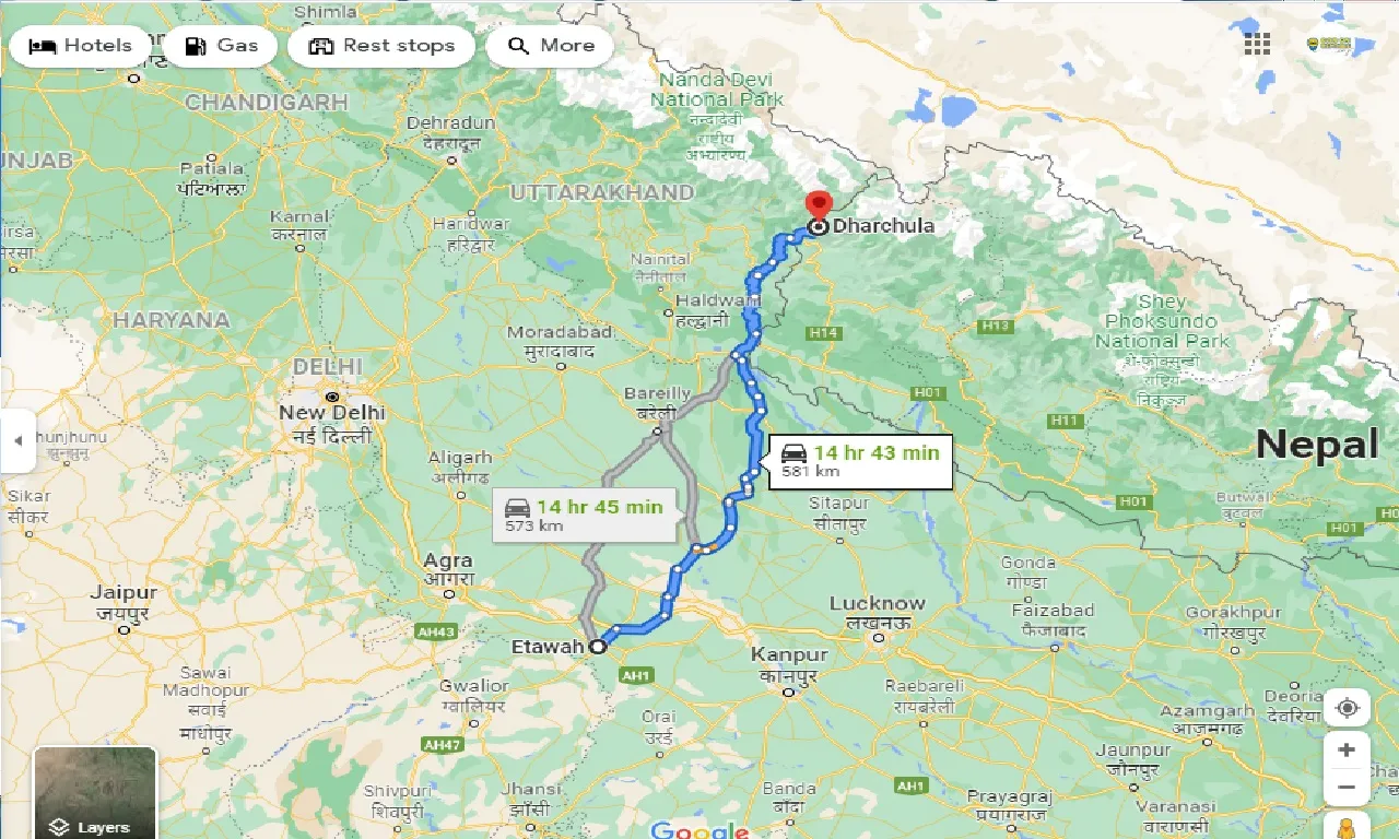 etawah-to-dharchula-taxi