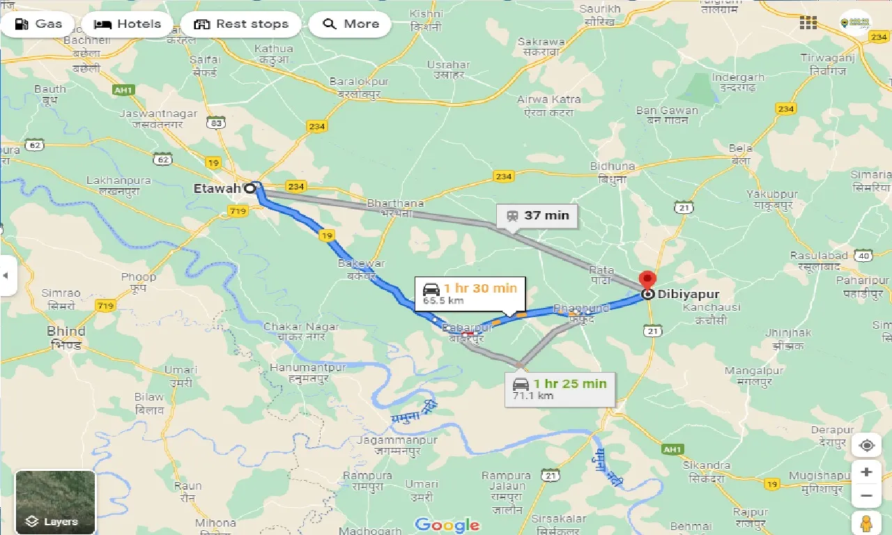 etawah-to-dibiyapur-one-way