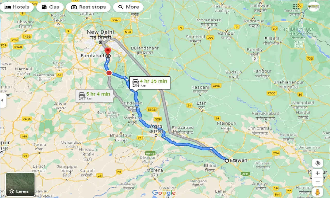 etawah-to-faridabad-taxi