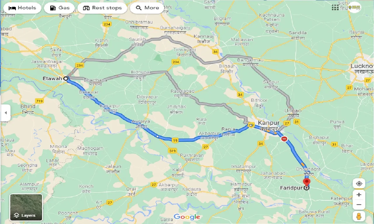 etawah-to-faridpur-taxi