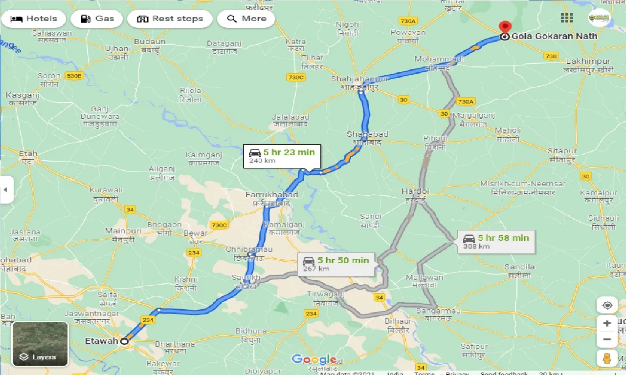 etawah-to-gola-gokaran-nath-taxi