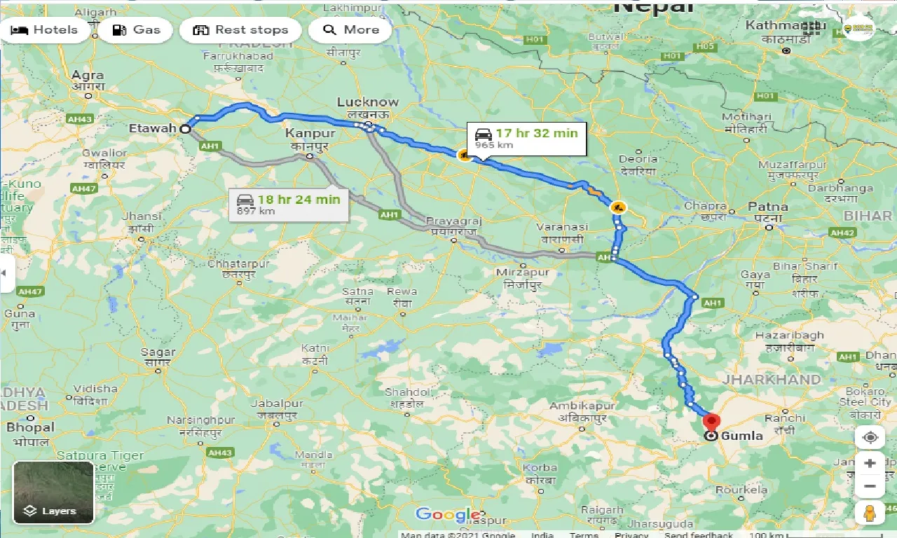 etawah-to-gumla-taxi