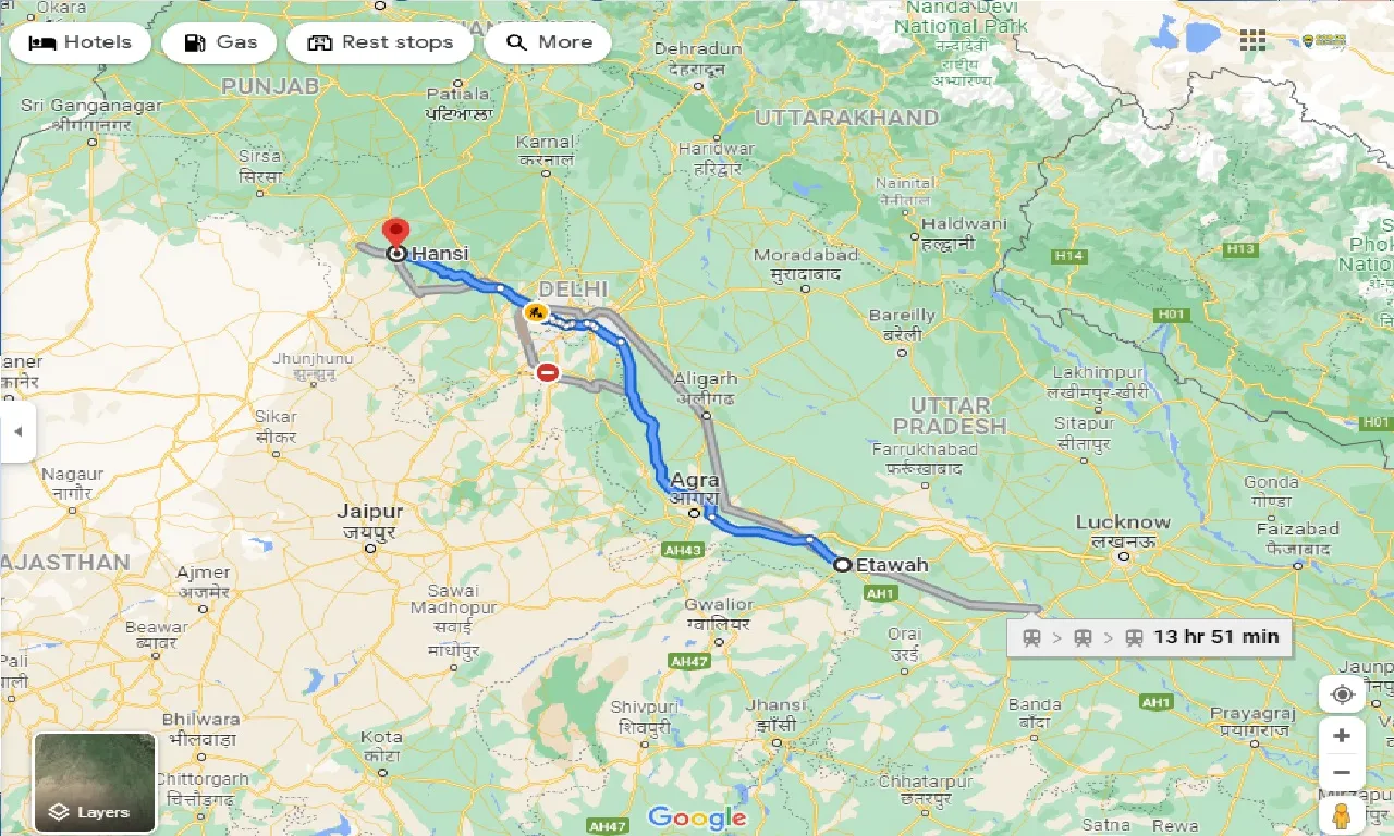 etawah-to-hansi-taxi