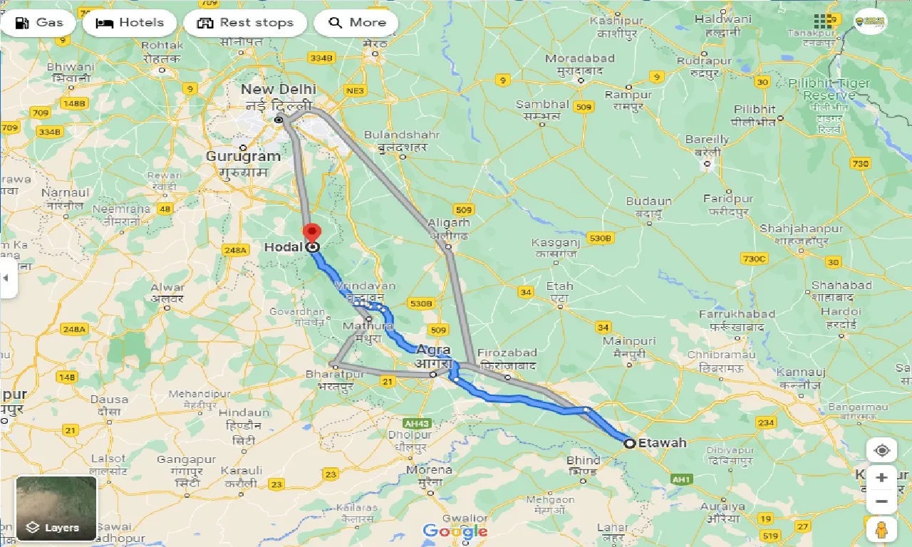 etawah-to-hodal-taxi