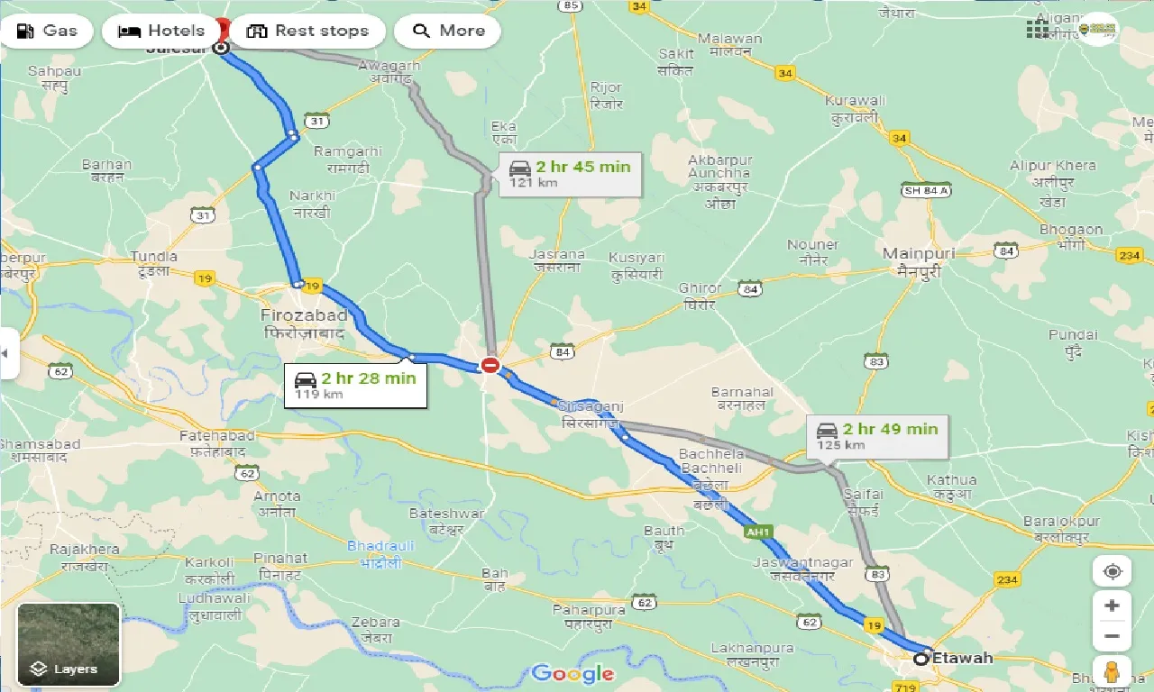 etawah-to-jalesar-one-way