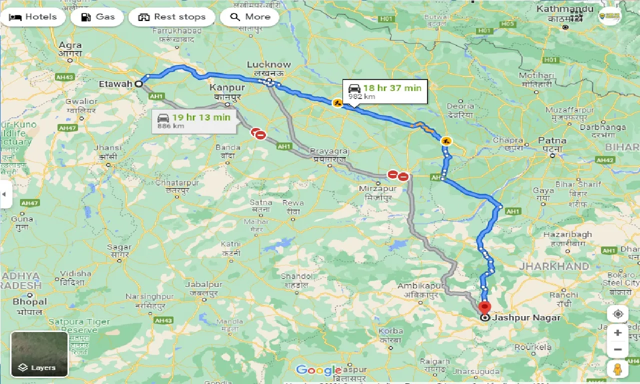 etawah-to-jashpur-nagar-taxi