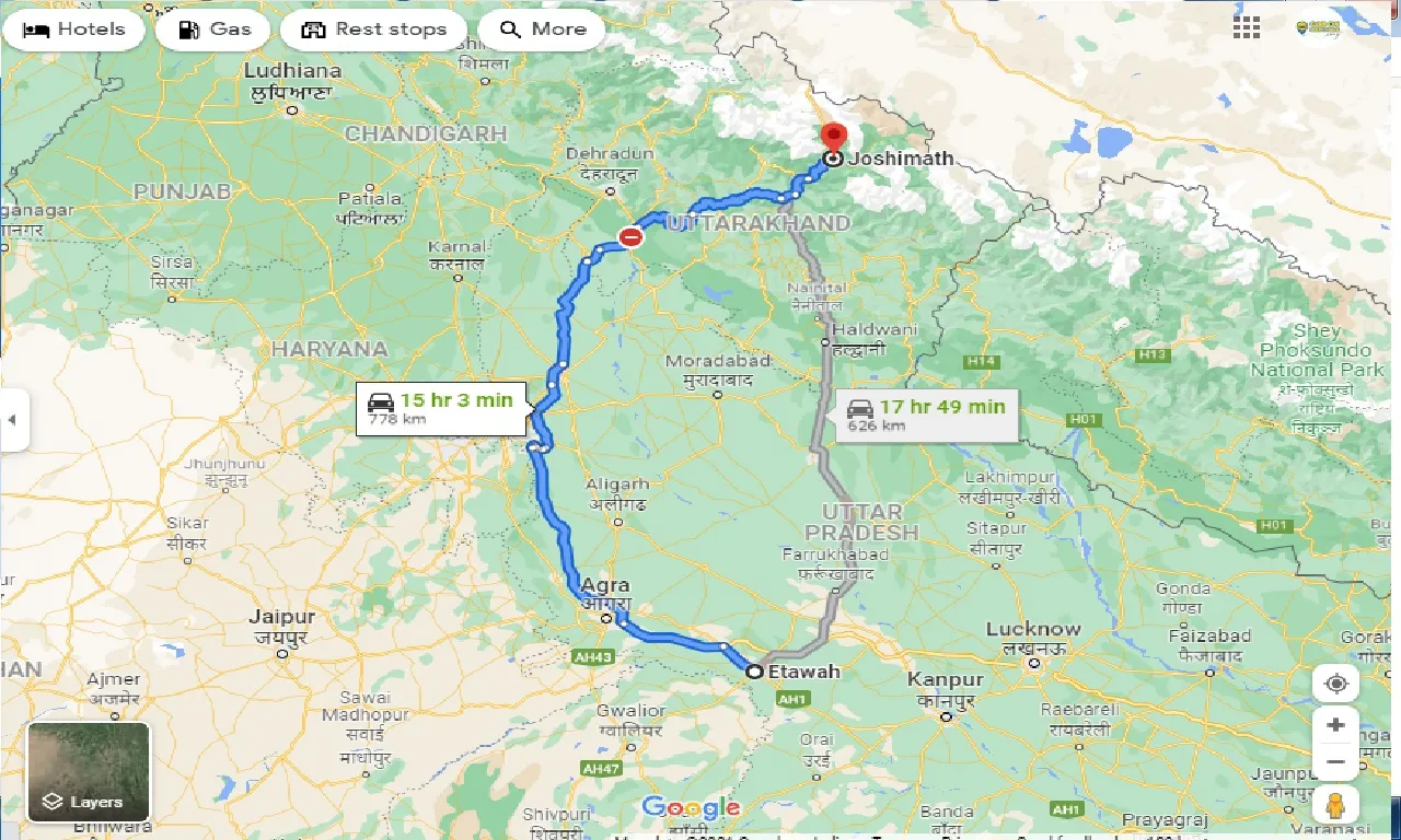etawah-to-joshimath-one-way