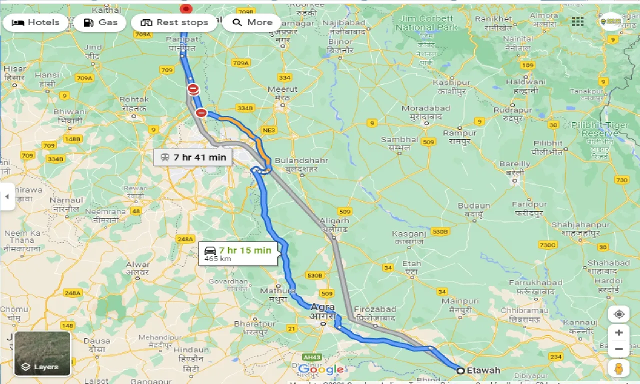 etawah-to-karnal-taxi