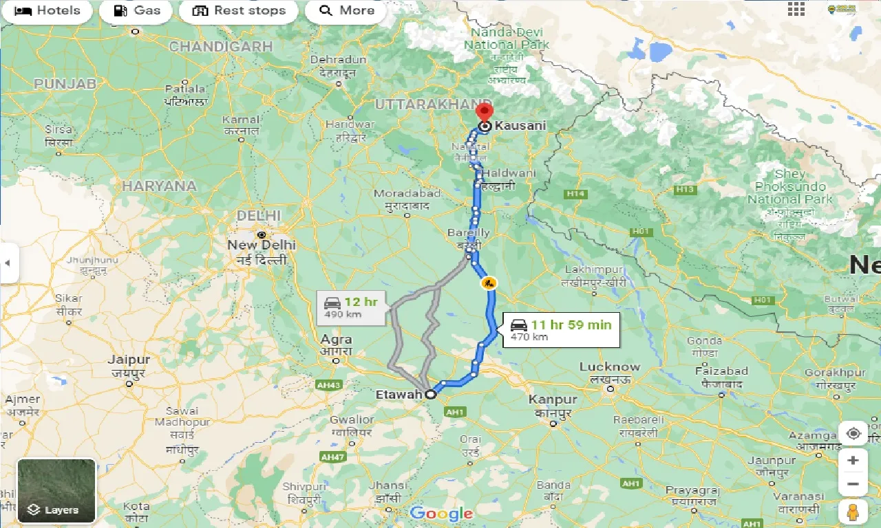 etawah-to-kausani-taxi
