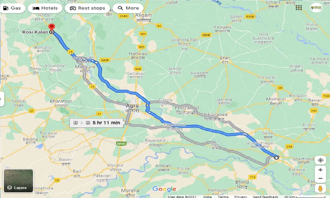 etawah-to-kosi-kalan-one-way