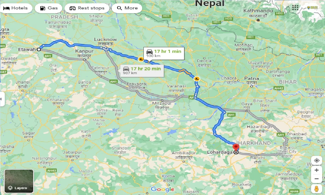 etawah-to-lohardaga-one-way