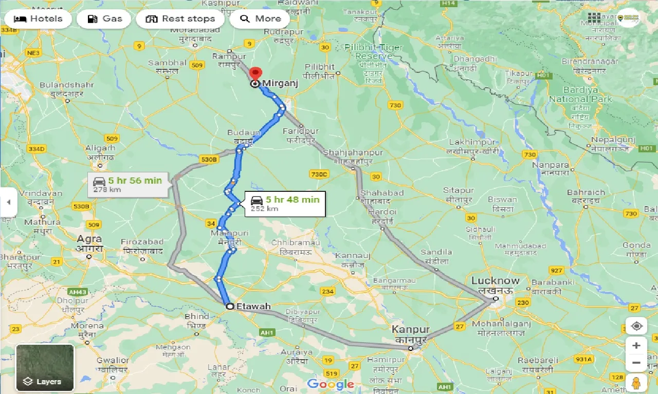 etawah-to-mirganj-taxi