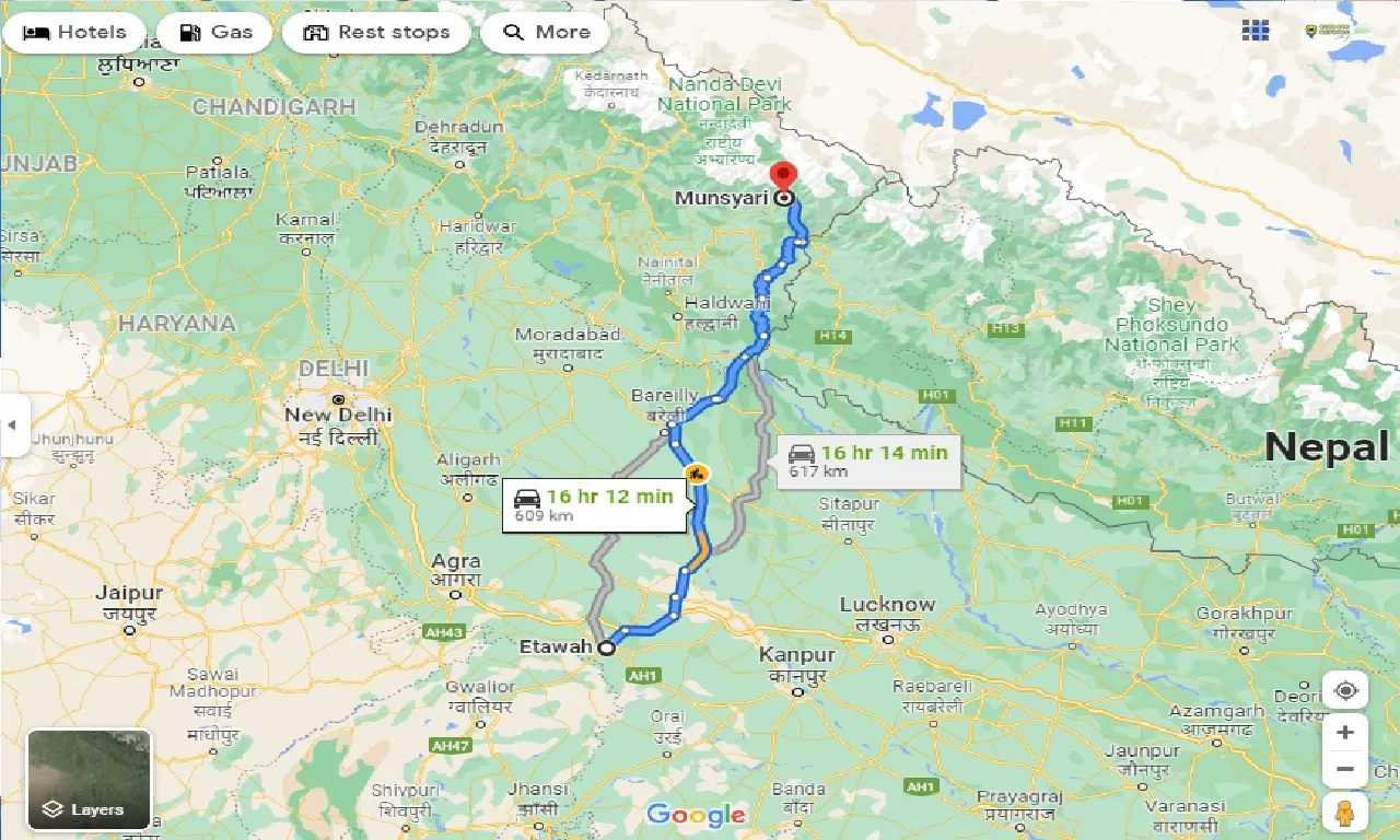 etawah-to-munsyari-one-way