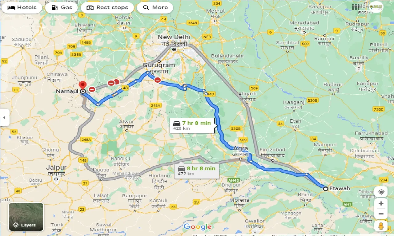 etawah-to-narnaul-taxi