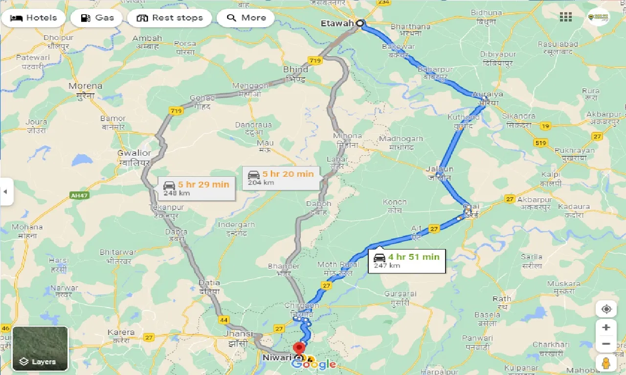 etawah-to-niwari-one-way