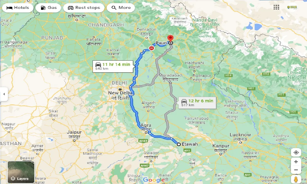 etawah-to-pauri-taxi