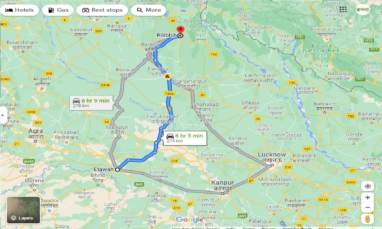 etawah-to-pilibhit-taxi