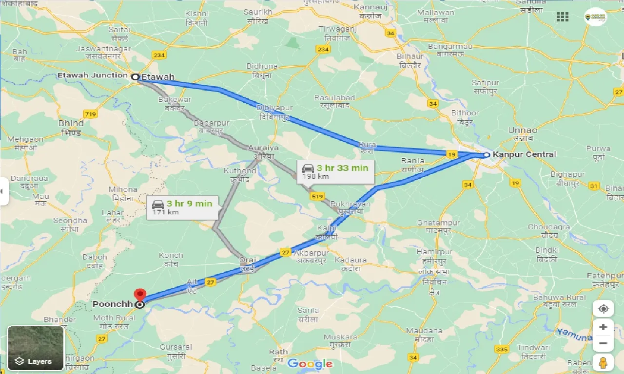 etawah-to-poonchh-taxi